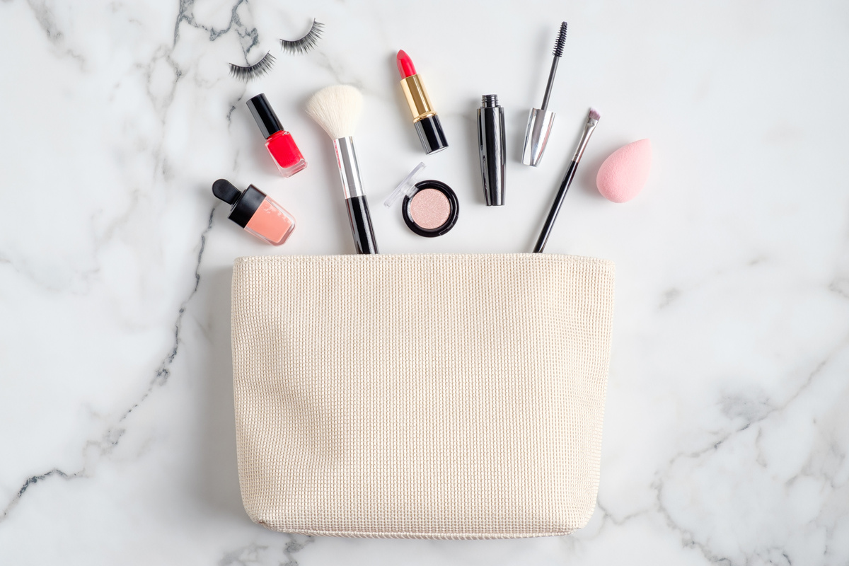 Makeup Bag with Cosmetic Products 